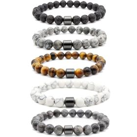 Healing Magnetic Tiger Eye Lava Natural Stone Bead Bracelet For Men And Women (Material: Tiger Eye Gemstone)